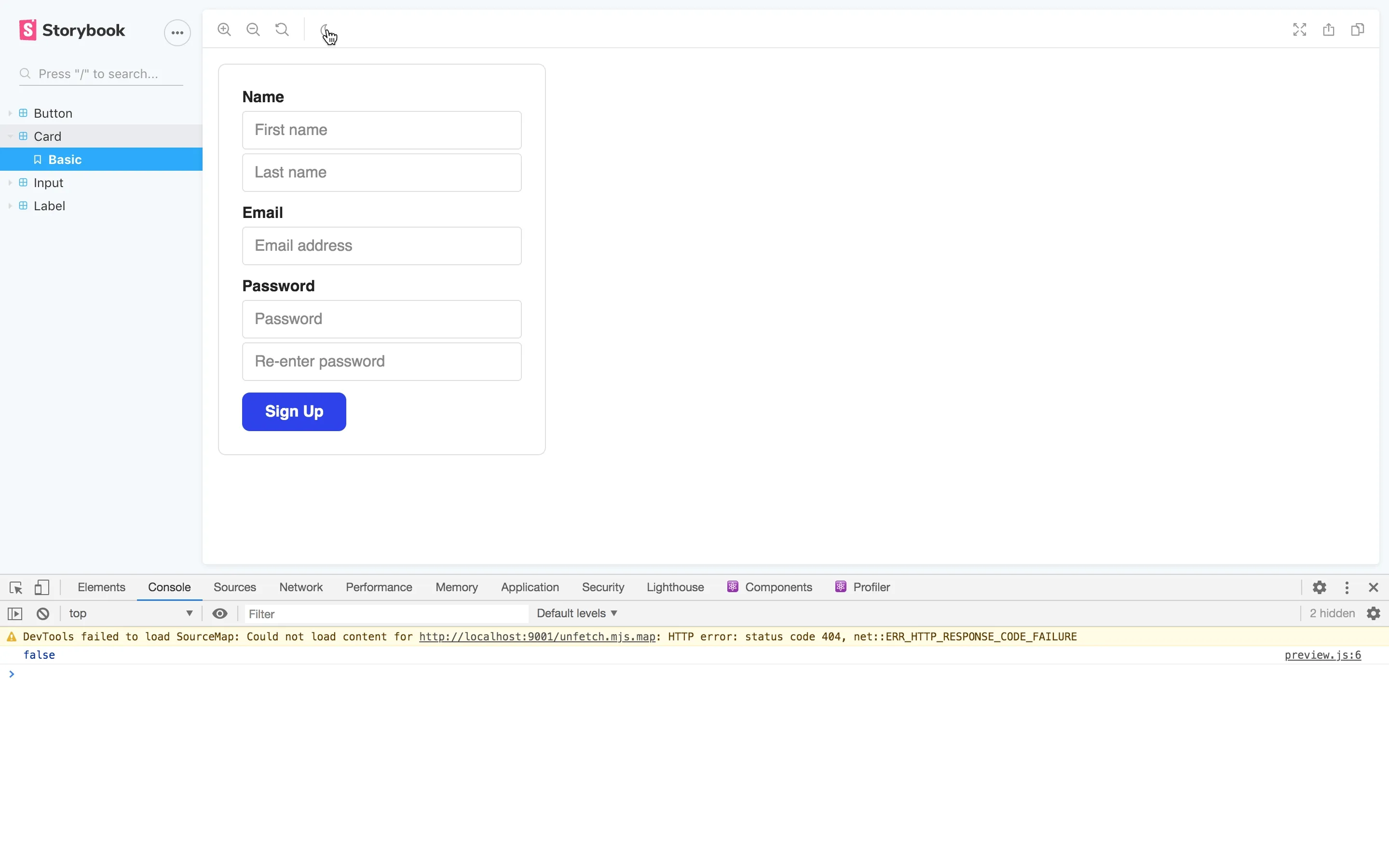 Animated image showing the true and false logging in the browser console when the dark mode toggle is turned on and off.